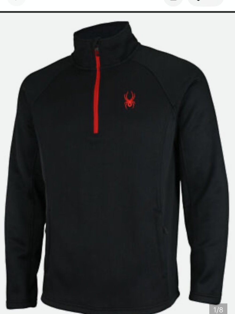 Spyder Core NWOT Pullover Men L Knit 1/4 Zip High Neck Logo Fleece Lined Black